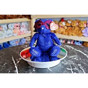 TY Beanie Baby - Mardi Gras the Mardi Gras Bear | Heart Tag Wear | Vintage